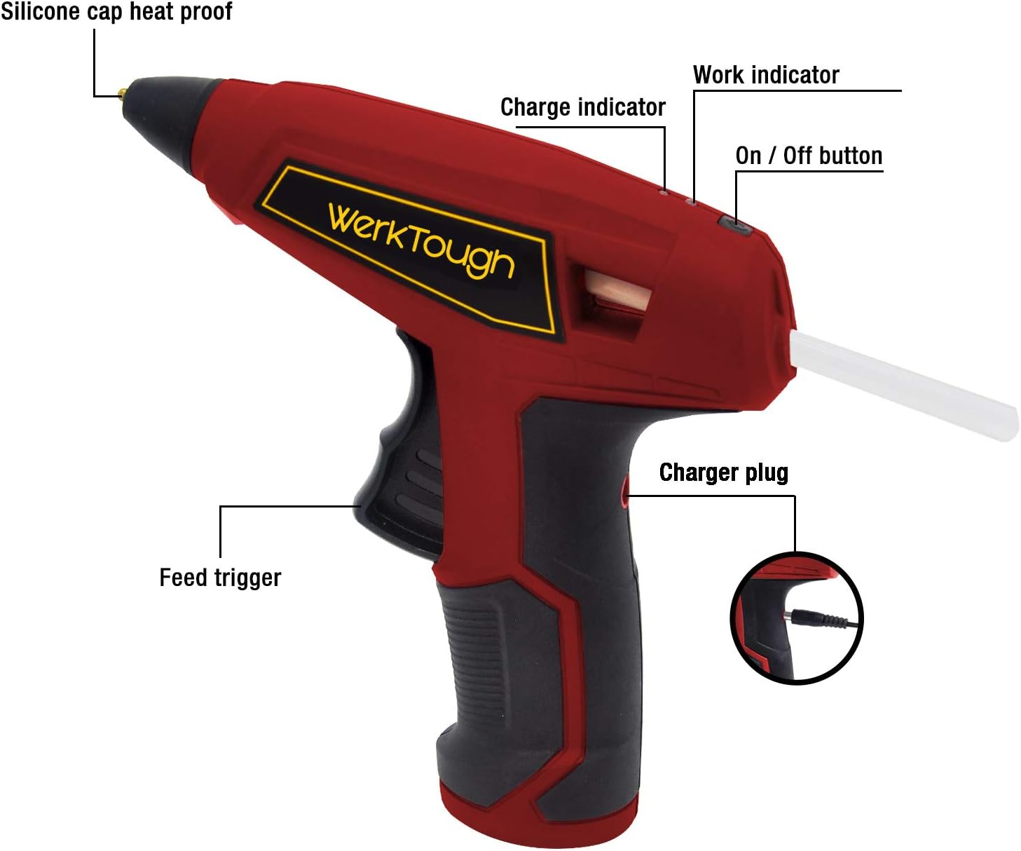 PowerTough Cordless Glue Gun Instant Heating No Dripping Hot Melt Glue Gun Kit Super Fast Heating Time 17s Home Repair Improvement DIY Hobby Tools Arts Crafts School : Tools & Home Improvement