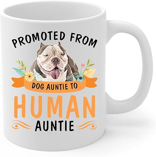 Miniatura 2 de Lovesout Promoted from Red Nose American Bully Dog Auntie to Human Auntie Coffee Mug White Ceramic Cup 11oz