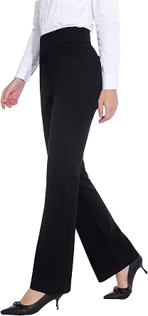 ZTN Women's High Waist Pull-On Dress Pants Tummy Control Pants for Work Business Casual Office Trousers 4 Pockets
