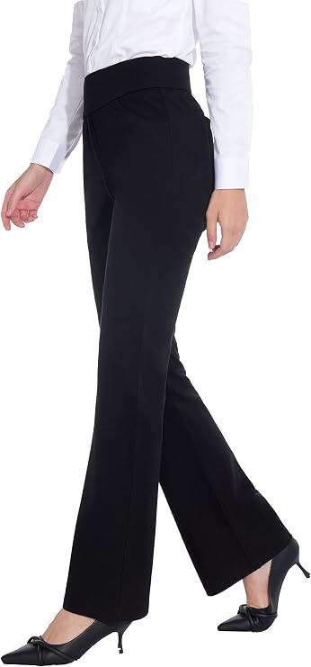 ZTN Women's High Waist Pull-On Dress Pants Tummy Control Pants for Work Business Casual Office Trousers 4 Pockets