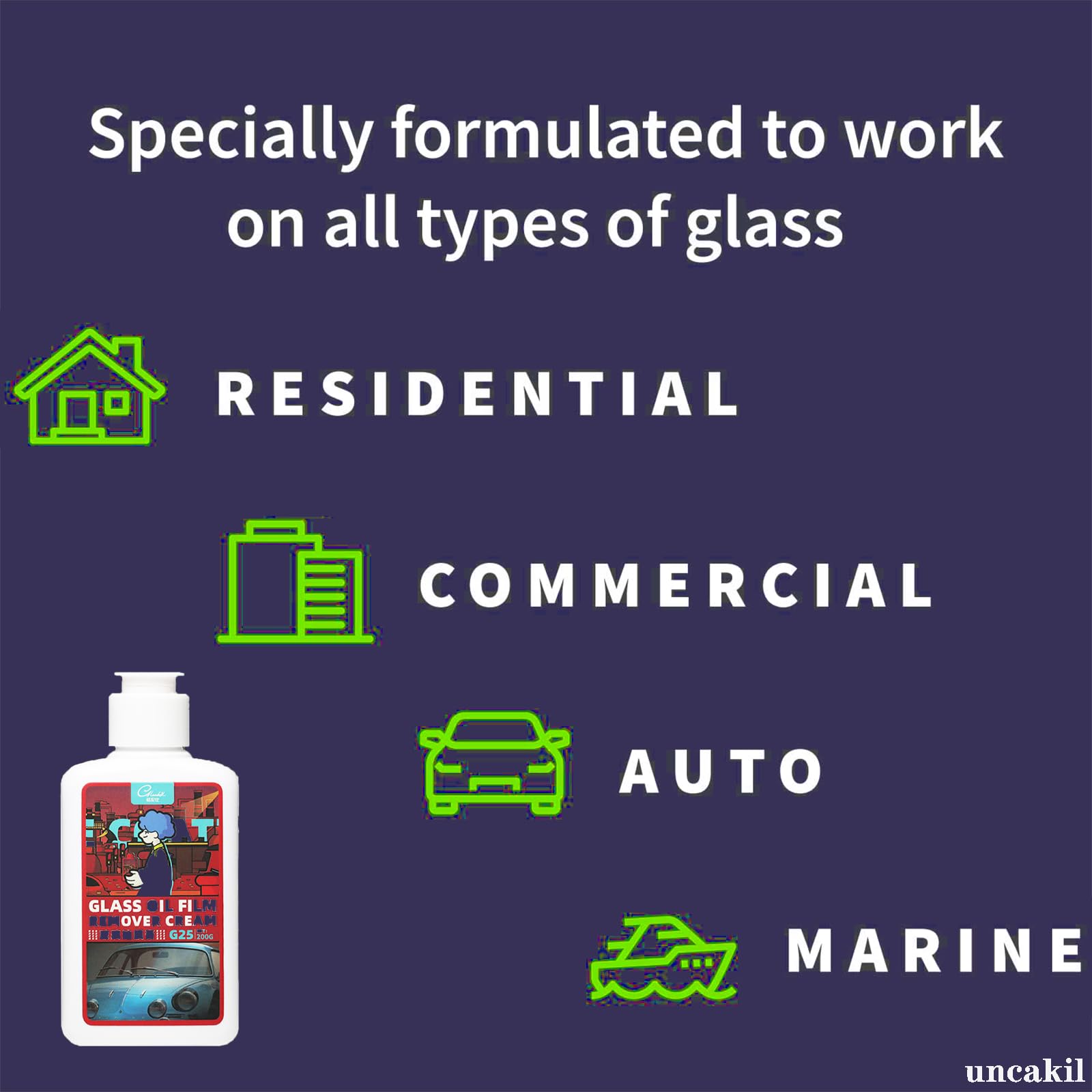 uncakil Automotive Oil Film Cleaning Glass Oil Film Cleaner Auto Glass Film Removal Paste Car Windshield Glass Oil Film Cleaning Remover Oil Repellent Film for Car Windows and Home Window(200g)