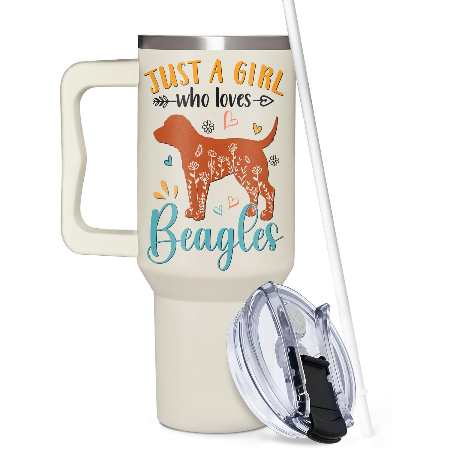 Couple Fox Beagle Gifts for Girls & Women, Christmas and Mother's Day Gifts for Beagle Lovers, Birthday Present Idea for Dog Owners, Dog Mom 40oz