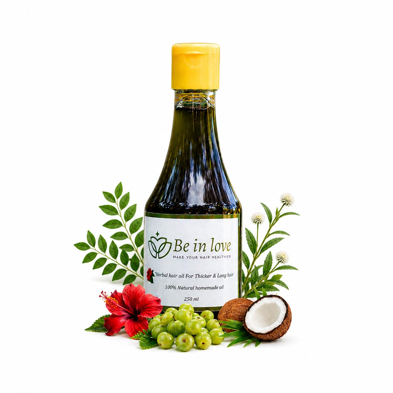 Herbal Hair Oil With Amla, Curry Leaves & Coconut and Special ingredients for Hair Growth & Hair Fall Control | 100% Ayurvedic Natural Oil | Strong, Thick & Healthy Hair(250ml)-image-5