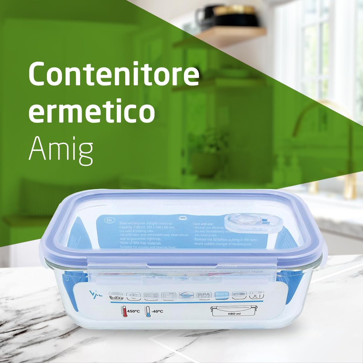 My Home Set 11 Contenitori Ermetici Blu Con Chiusura A Scatto, Per Microonde E Congelatore