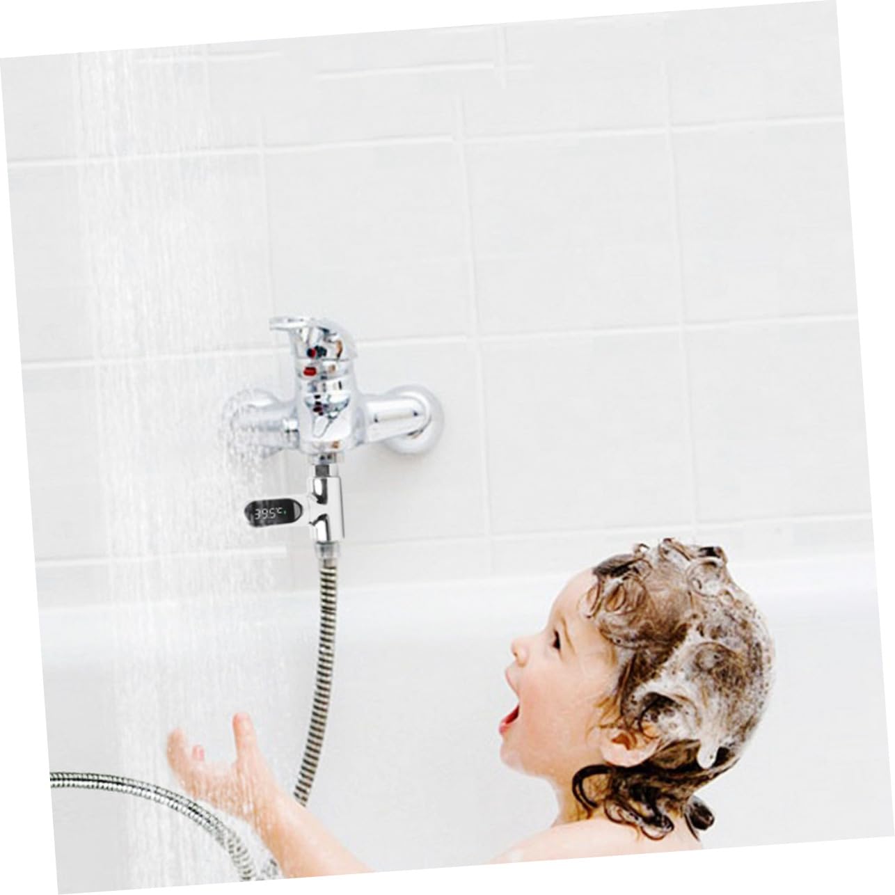 LED Display Wassertemperaturmesser für Babydusche 1/2 Zoll Silber