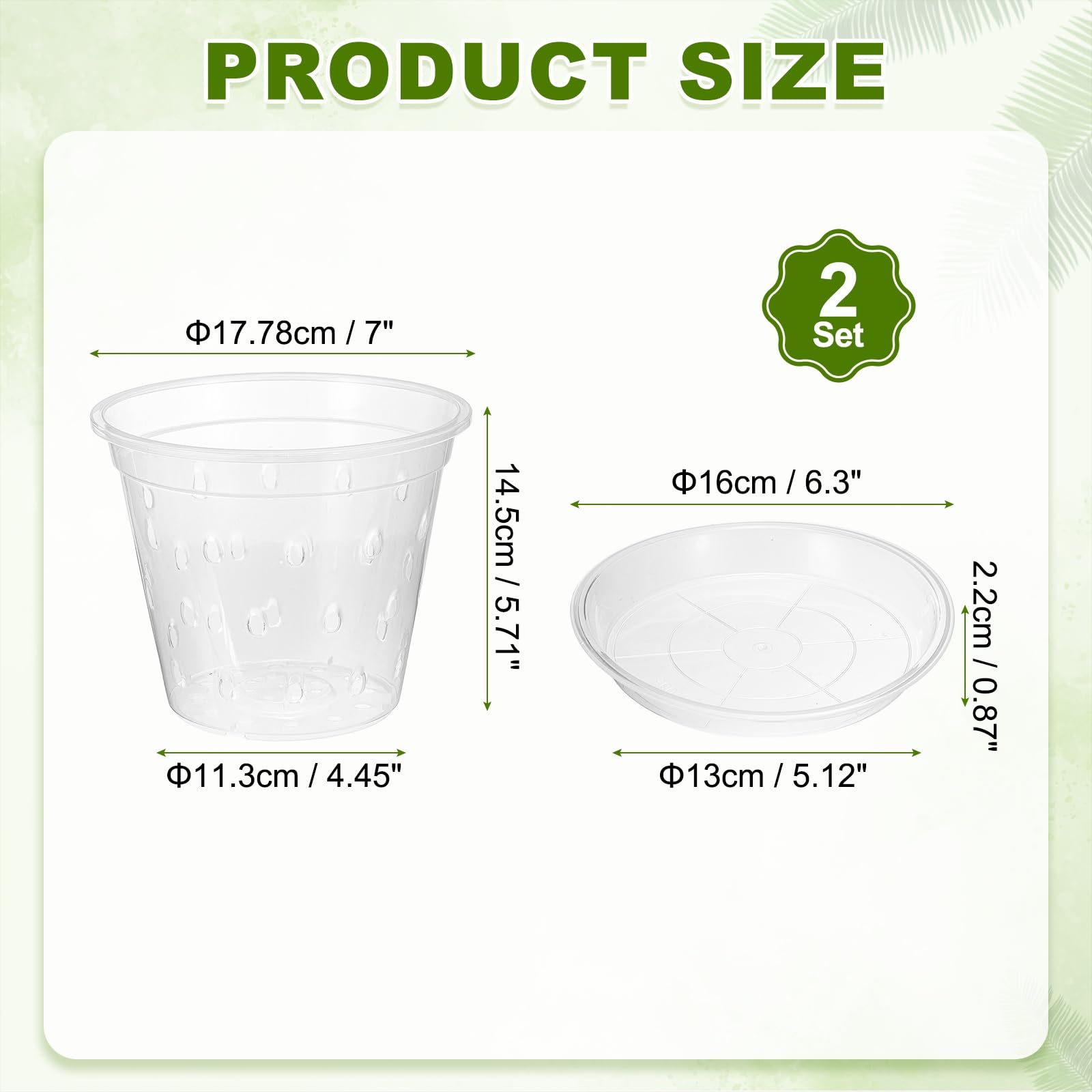 METALLIXITY Lot de 2 pots à orchidée transparents de 17,8 cm avec trous et