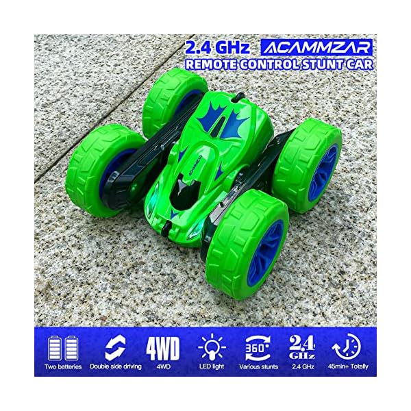 ACAMMZAR RC Ferngesteuertes Auto fÃ¼r Kinder, 2.4GHz 4WD RC Auto Offroad All Terrain, 360Â° Flip RC Stunt Auto Crawler mit Licht fÃ¼r Jungen MÃ¤dchen, 2 Akkus fÃ¼r 4 8 9 10 Jahre Alte – Bild 3