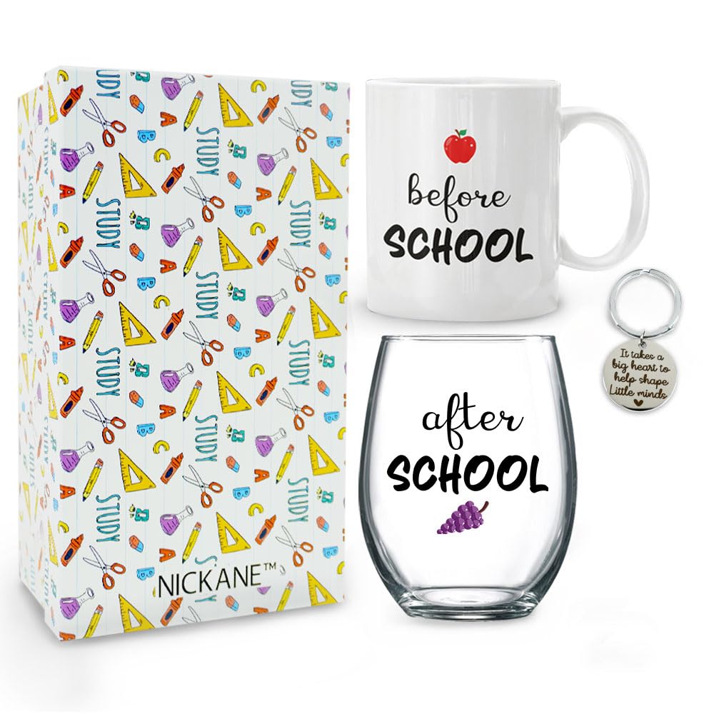 Before After School Mug and Glass Funny Appreciation Teacher Gifts From Student on Teachers Day