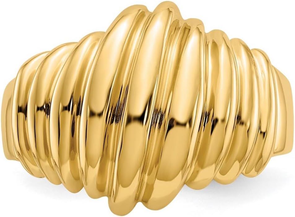 JewelryWeb 14k Yellow Gold Solid Polished Scalloped Dome Ring Size 7 Ring for Women - Image 5