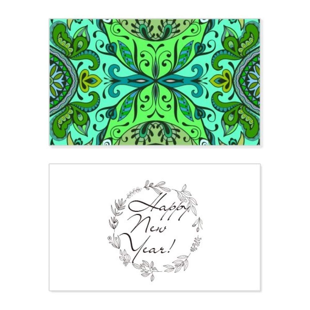 Tarjeta de felicitación de año nuevo con diseño floral europeo y mensaje conmemorativo 5