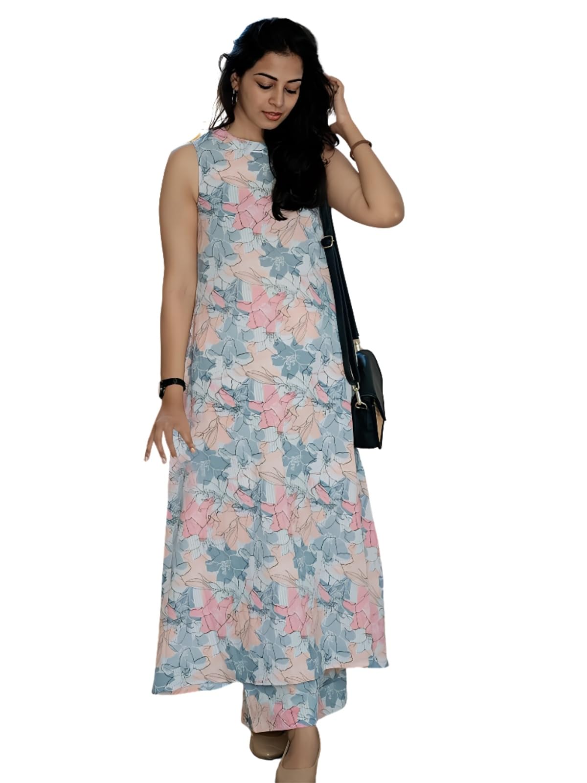 Leriya Fashion Sleeveless Ethnic Kurta Set For Women With Floral Print And Matching Pants  Elegant Summer Festive Outfit