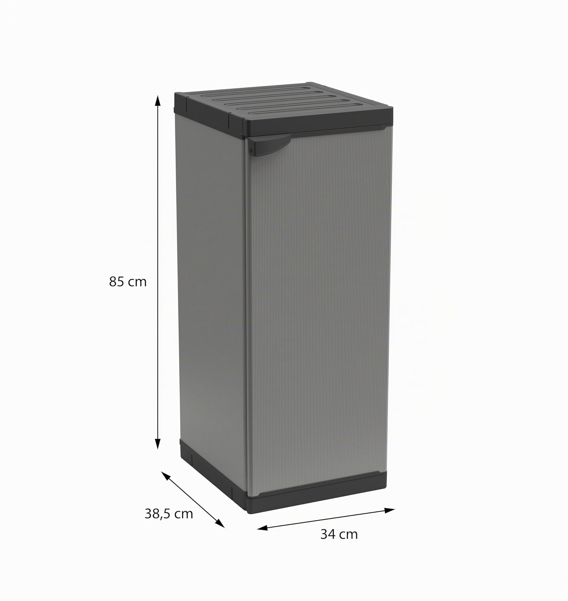 Adventa Armoire résine PVC PP 1 porte 1 étagère 34x40x85 cm Gris Noir 4 unités