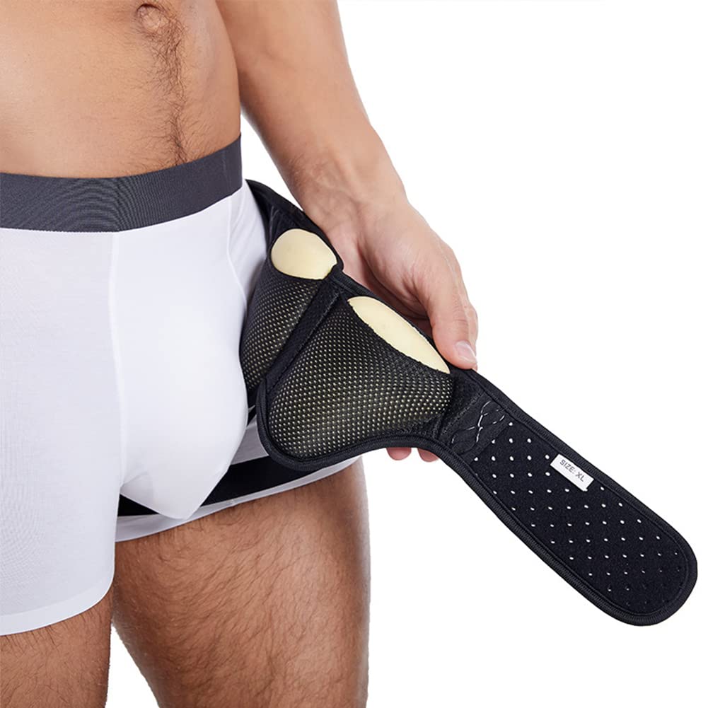 Hernienunterstützung für Männer und Frauen – Herniengürtel, Truss-Bandage für einzelne/doppelte Leistenbrüche, Sporthernien, 2 abnehmbare Kompressionspolster und verstellbare Leistengurte, Schwarz,