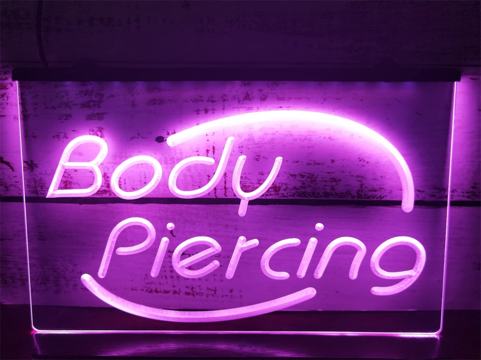 Insegna al Neon a LED con oscuramento RGB Personalizzato, luci al Neon per Negozio di Piercing per Tatuaggi USB per luci notturne per la Decorazione della Parete,Body Piercing,30x20cm