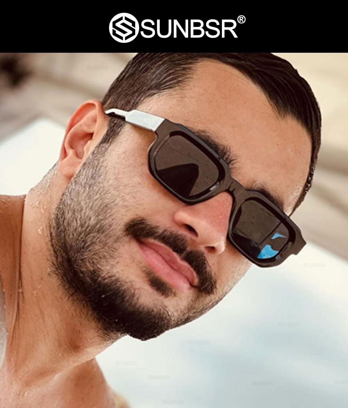 Retro Rectangle Sunglasses for Men Women Trendy Small Square Thick Frame Sun Glasses 90s Vintage Shades - Image 2