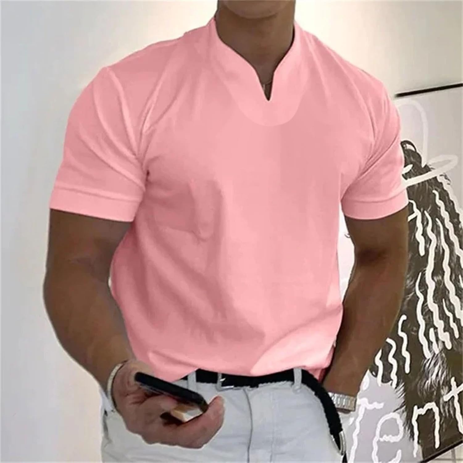 RTRDE Mens Henley T Shirts Short Sleeve Summer Casual Daily Shirt | Shirts with Designs for Men, Men Fashion Tee, Classic Printed T-Shirt, Summer Clothes, Camisetas Manga Cotra