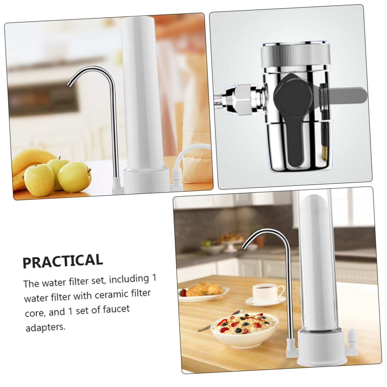 jojofuny Purificateur D'eau du Robinet Cuisine, Filtre à Eau Potable pour Usage Domestique, Installation Simple, D'adaptateurs