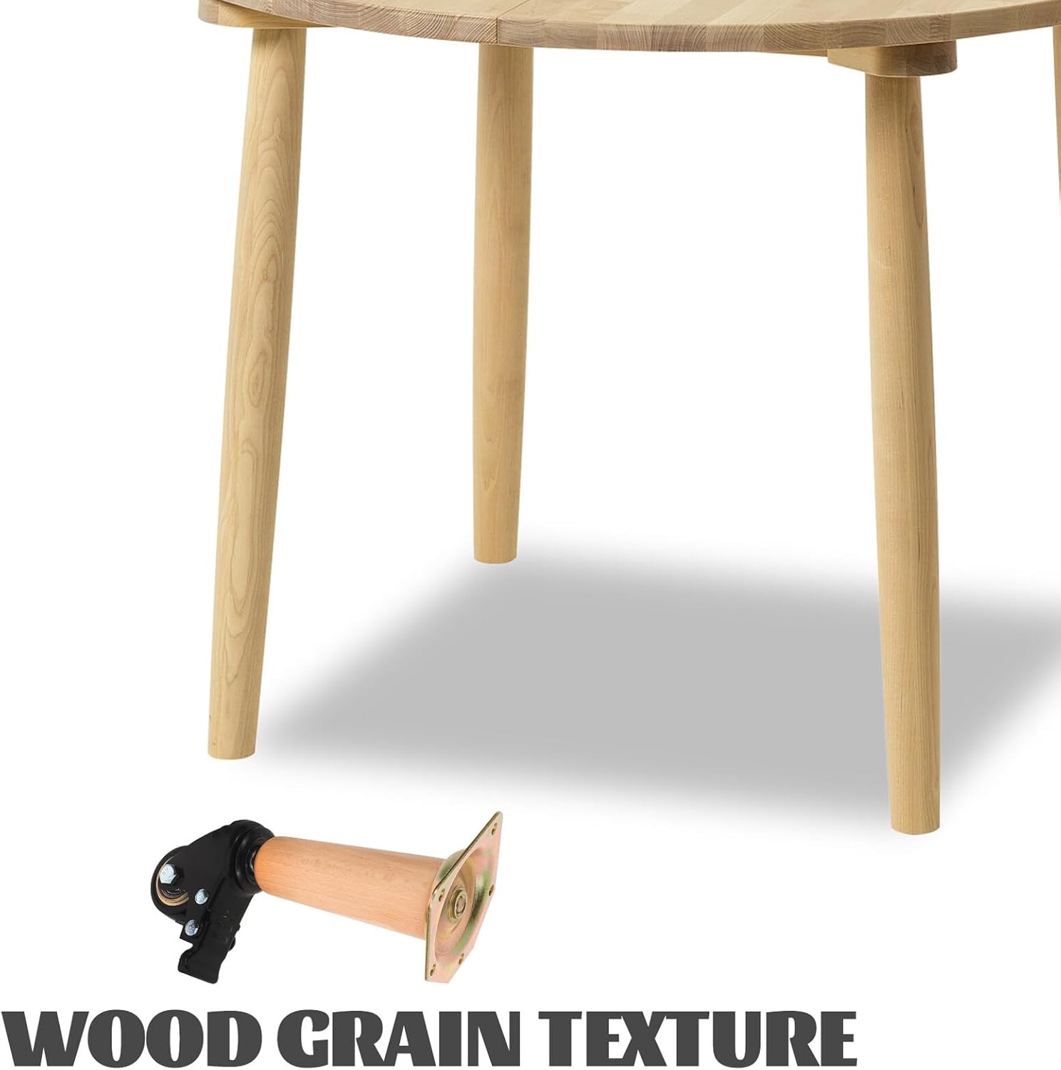 Zerodeko 4pcs Beech Wood Table Legs with 6.2cm Swivel Casters 10cm Solid Wooden Furniture Legs for Portable Desk and Cabinet Support for Home Office Furniture
