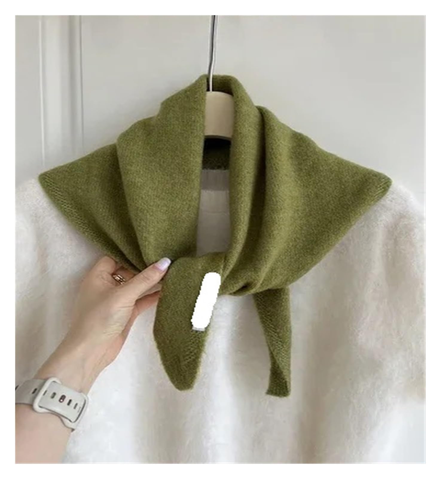 Jmorco Women's Green Knitted Shawl Niche Wool Knitted Triangular Scarf Headscarf Knitted Scarf Multi-Functional Warm Knitted Scarf(Green)