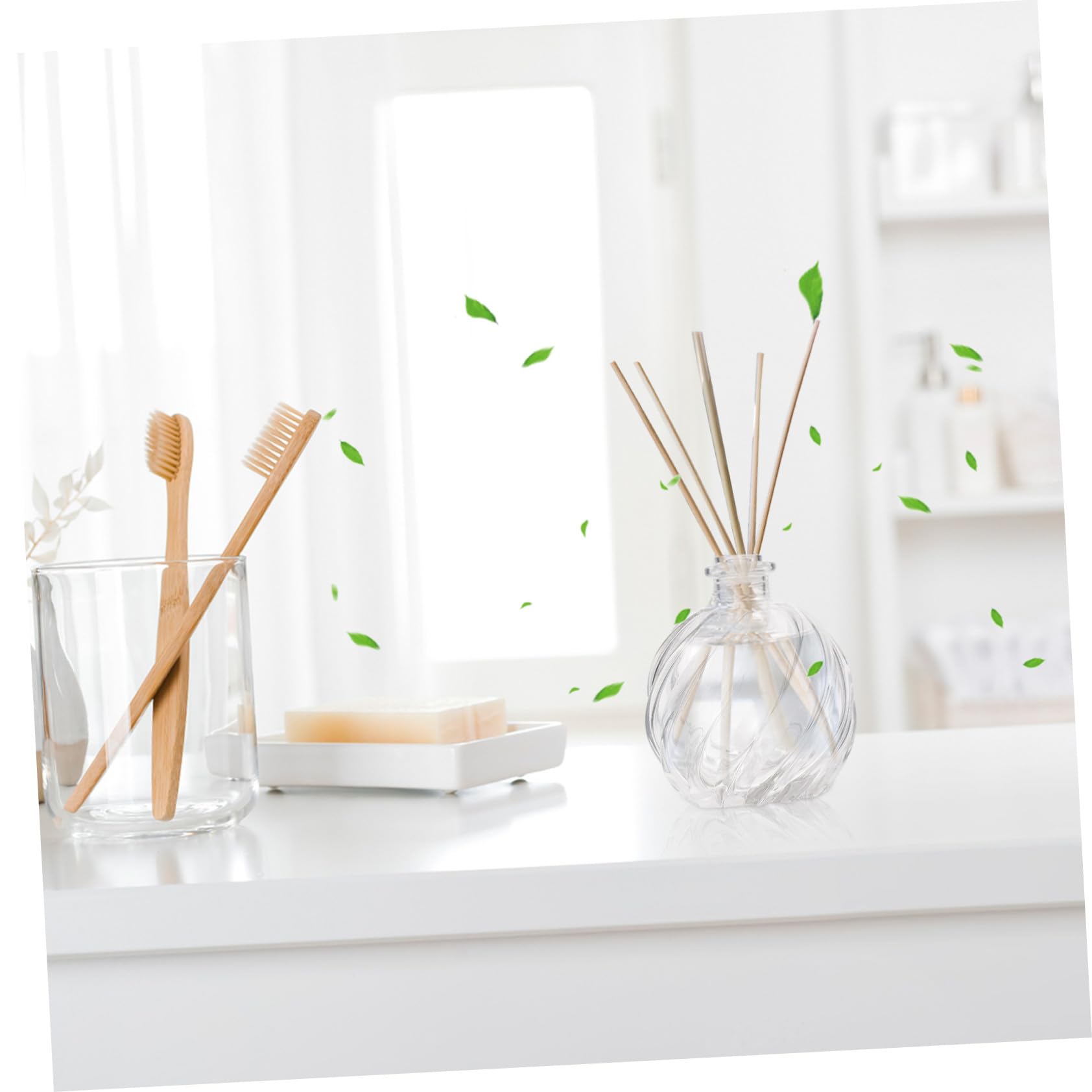 Ciieeo 2 Pezzi Bottiglie Diffusore in Vetro Ricaricabili per Aromaterapia e Decorazioni Casa Riutilizzabili con Angoli Arrotondati e Superficie Liscia per Profumare Ambienti Interni