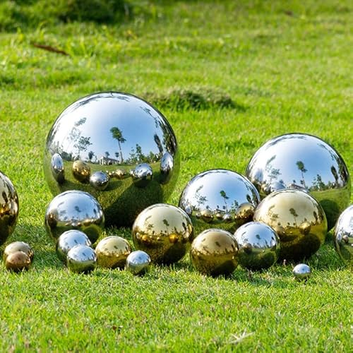 Cabilock Edelstahl Gartenkugel 15cm, Spiegelpoliert Reflektierende Gazing Ball, Goldene Dekokugel FüR AußEnbereich, Rostfrei Und Langlebig, Ideal FüR Garten Dekoration