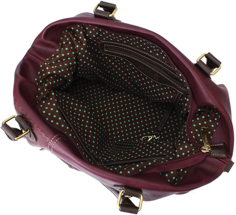 CHALA Laser Cut Crossbody Shoulder bag Tote Bag Faux Leather Plum