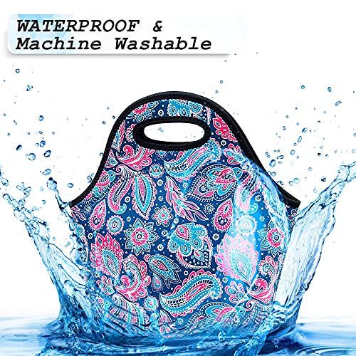 Youbdm Neoprene Lunch Bags Thermal Insulated Lunch Tote Bag Reusable Washable Neoprene Picnic Bag For Women Men (Cashew Flowers) #TOP3