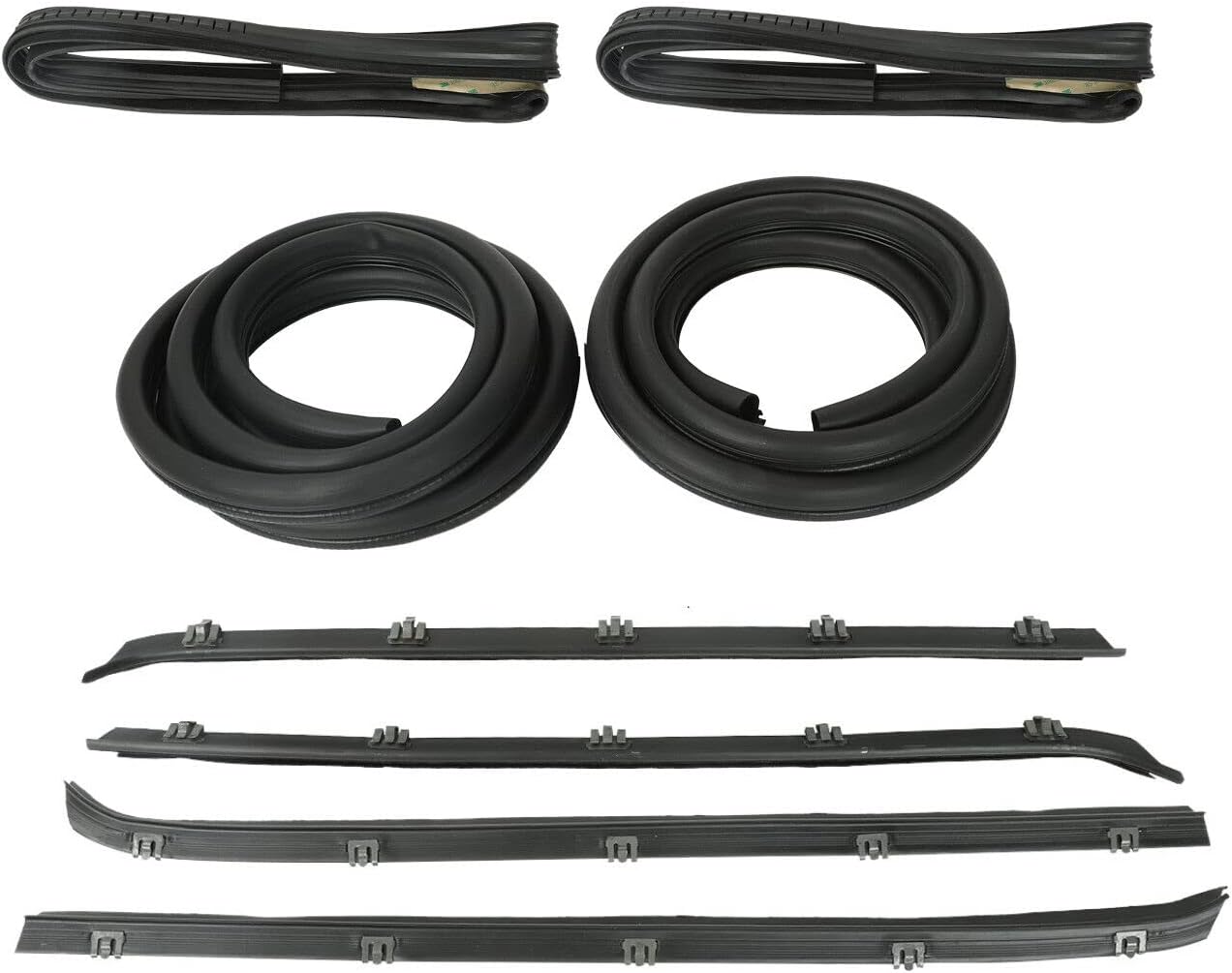 Front Door Window Molding Rubber Felt Trim Seal Weatherstrip Kit Compatible with 1973-1991 Chevy C10 C20 C30 K10 K20 K30 R1500 R2500 R3500 GMC Suburban C1500 C2500 C3500 K1500 K2500 K3500