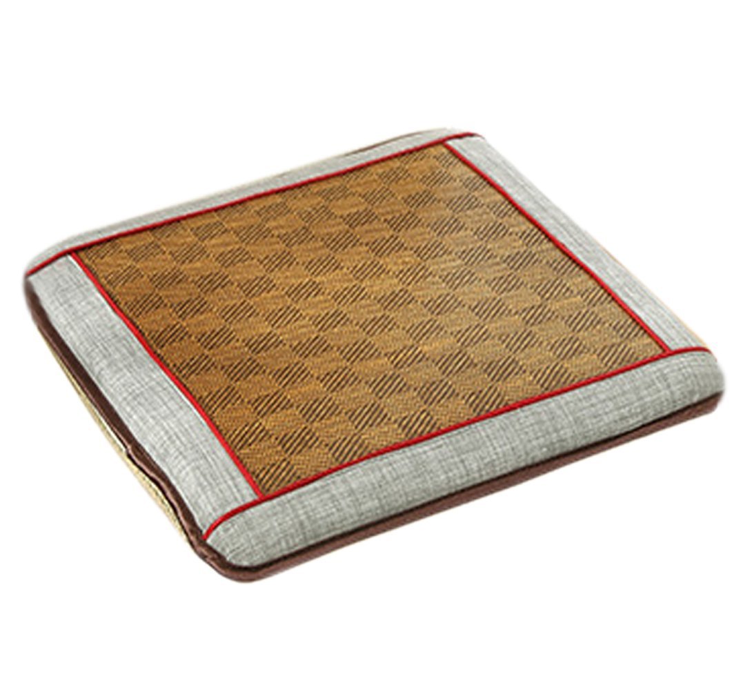 Summer Thin Cotton Linen Breathable Square Indoor Outdoor Chair Pads Seat Cushion for Home Office Use(17.5 by 17.5 inches) (Grey)