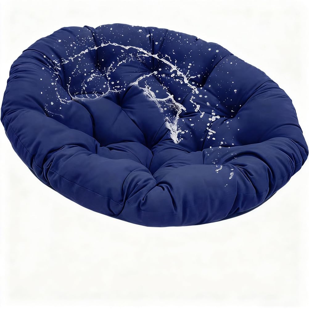SVFOEBJM Waterproof Hanging Chair Cushion for Indoor & Outdoor Use Perfect for Garden & Balcony Navy Blue 130 x 130 cm Comfortable & Stylish Seat Pad