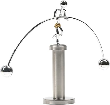 Sunnytech Steel Balance Physics Toy Weightlifter Kinetic Art Balance Toy Balancing Decompressive Science Home Office Toy for Desk Decor WJ020