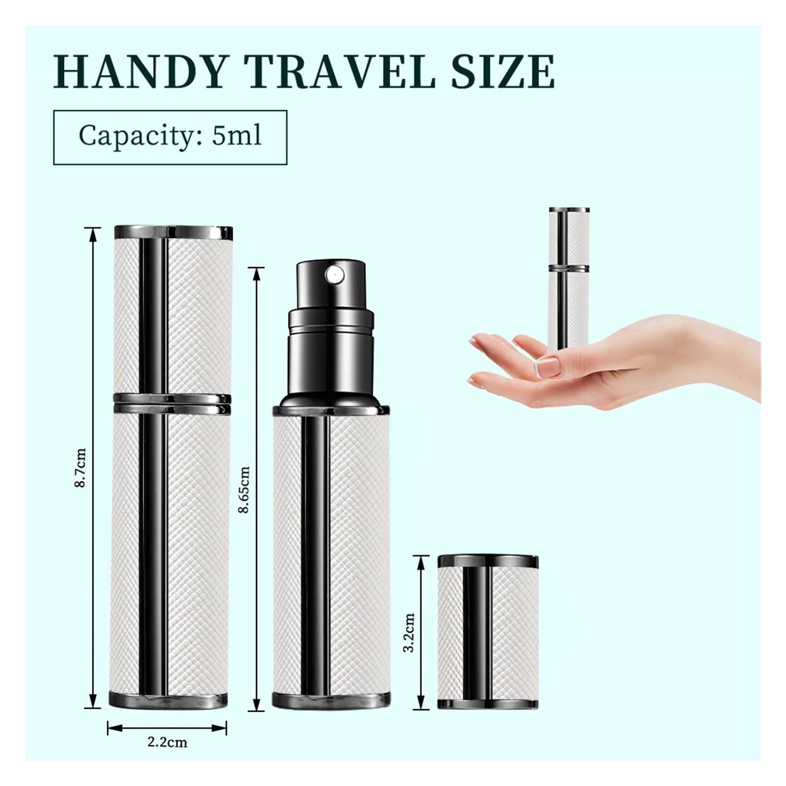 Frasco de perfume de cuero Botella de perfume cuero compacta portátil 5 ml | Pulverizador multiusos, atomizador vacío recargable for viaje, 1 unidad(Dark blue)