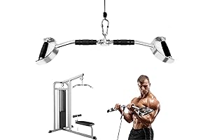 Yes4All Wide Grip Curl LAT Pull Down Bar Attachment with Rubber Handgrips