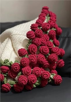ハンドメイド　ブランケット　バラモチーフ　赤い薔薇 ハンドメイド ブランケット バラモチーフ 赤い薔薇 710n0oN5SqL