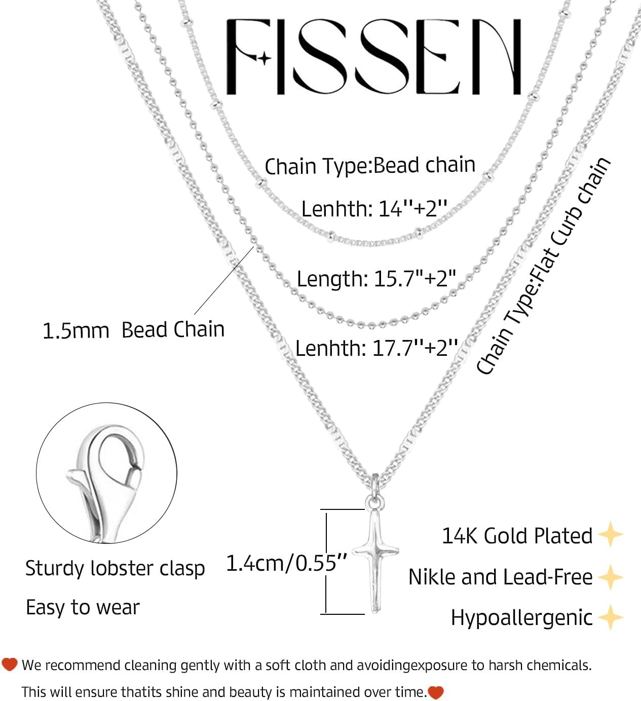 Layered Gold Necklace for Women Trendy,14K Gold Plated Dainty Stackable Cuban Link Herringbone Paperclip Chain Diamond/Coin/Cross/Tag/Mobius Pendant Necklace Set Fashion Jewelry Christmas Gifts - Image 6