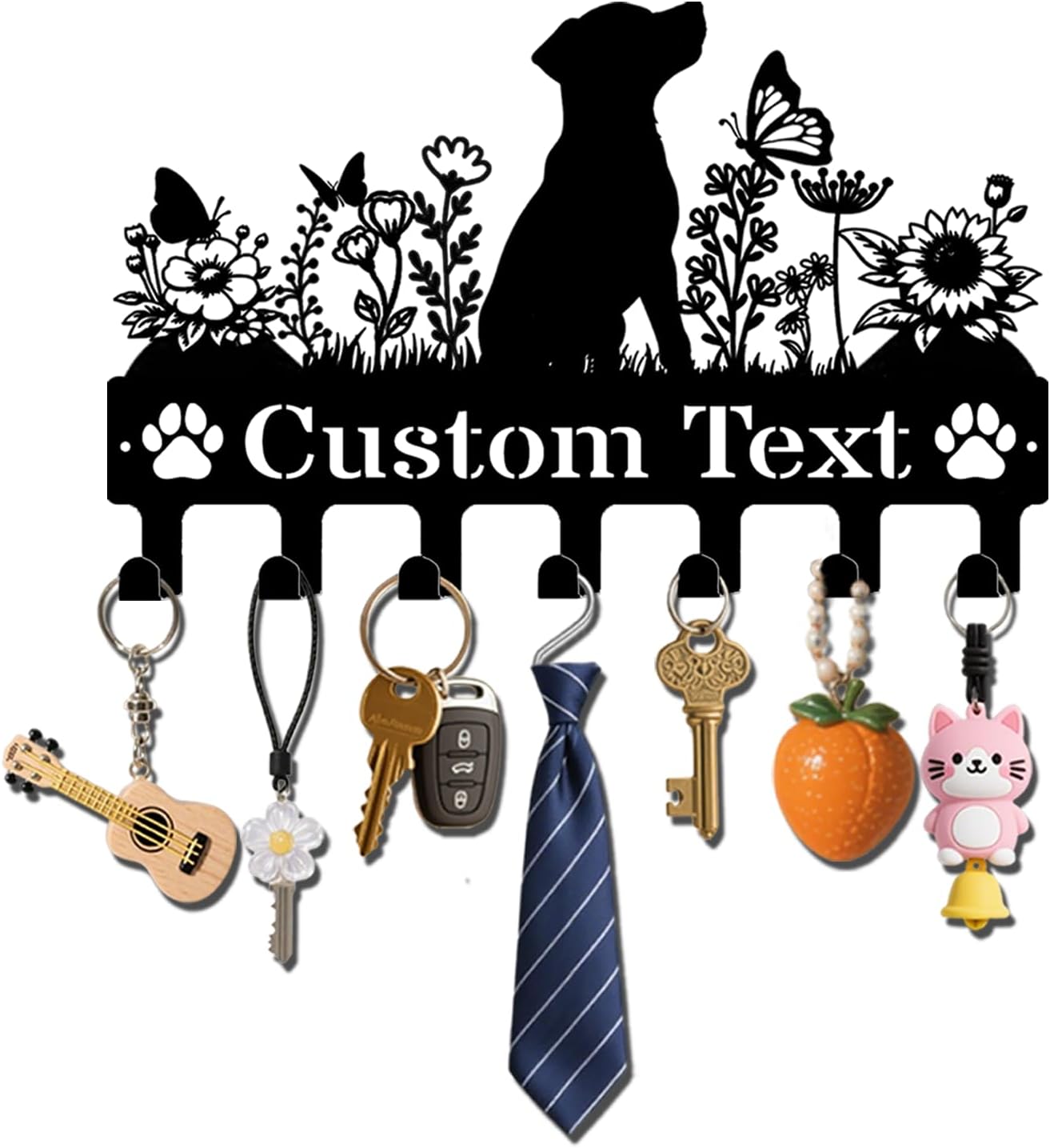 Personalized Metal Dog Leash Holder Key Rack, Custom Key Hanger Wall Mount, Personalized Name Hooks, Sweet Home Coat Rack, Wedding Couple Gifts, Housewarming Gift, Dog Decor Gift