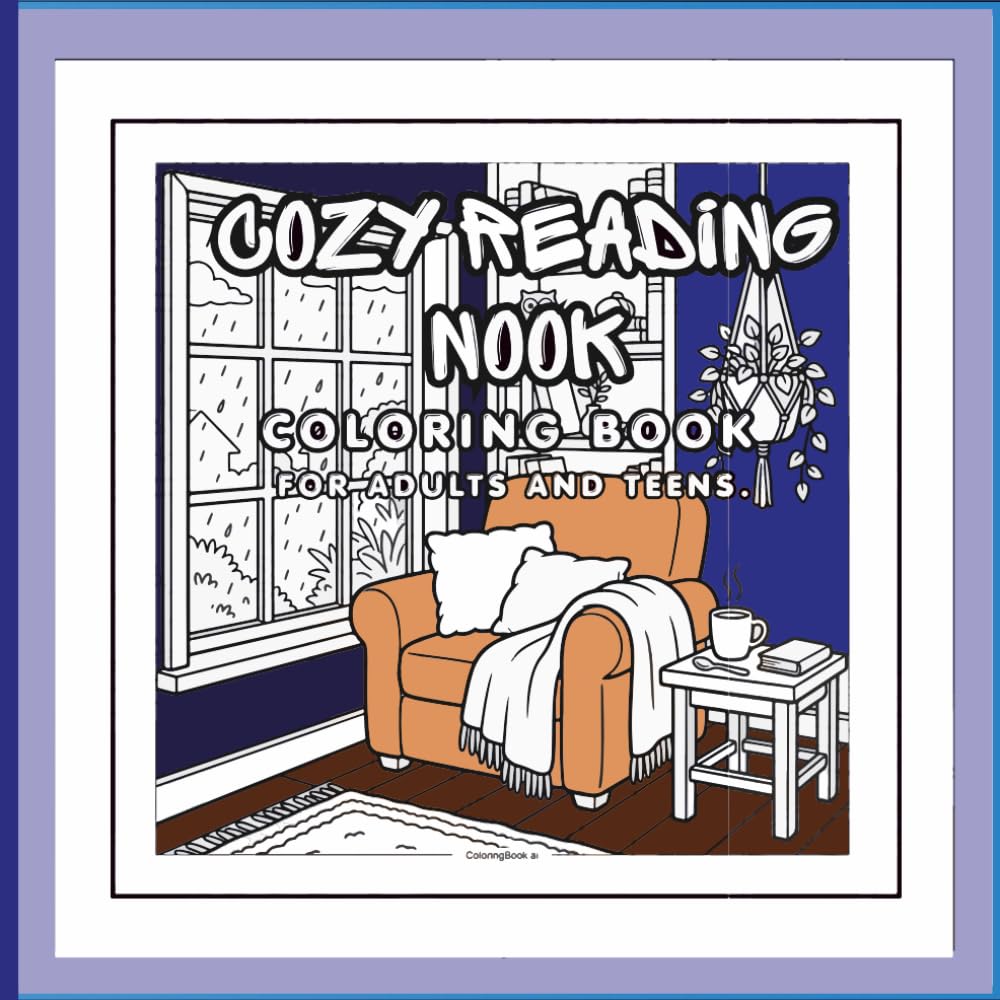 Cozy Reading Nook: Coloring Book for Adults and Teens.