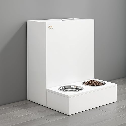 Estación de alimentación para perros y contenedor de almacenamiento, impermeable, amplia capacidad de 35 a 47 cuartos de galón, fácil movilidad con