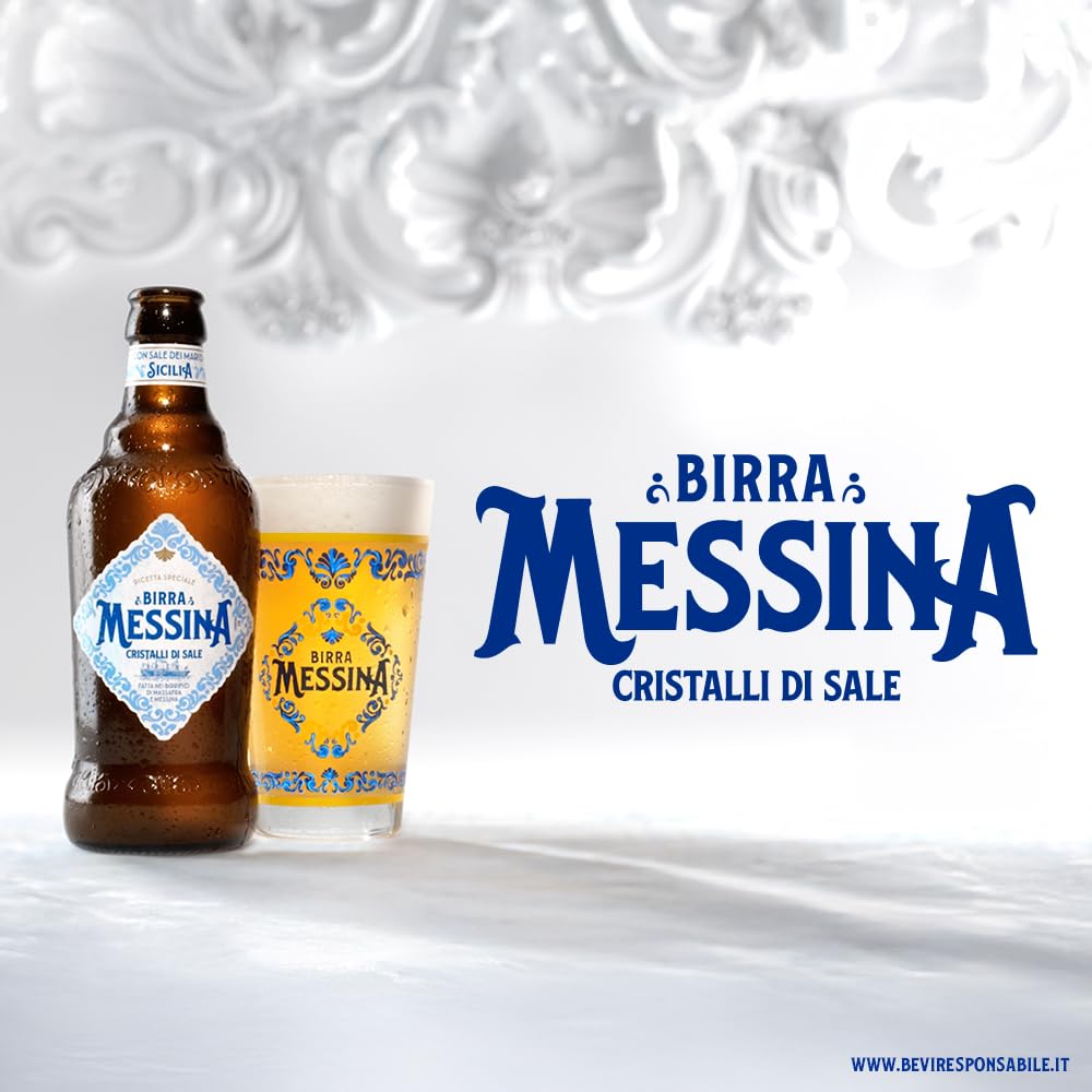 Birra Messina Cristalli di Sale, Cassa con 15 Bottiglie da 50cl, Birra Premium Lager a Bassa Fermentazione, Gusto Morbido, Fine ed Equilibrato, Gradazione 5% Vol