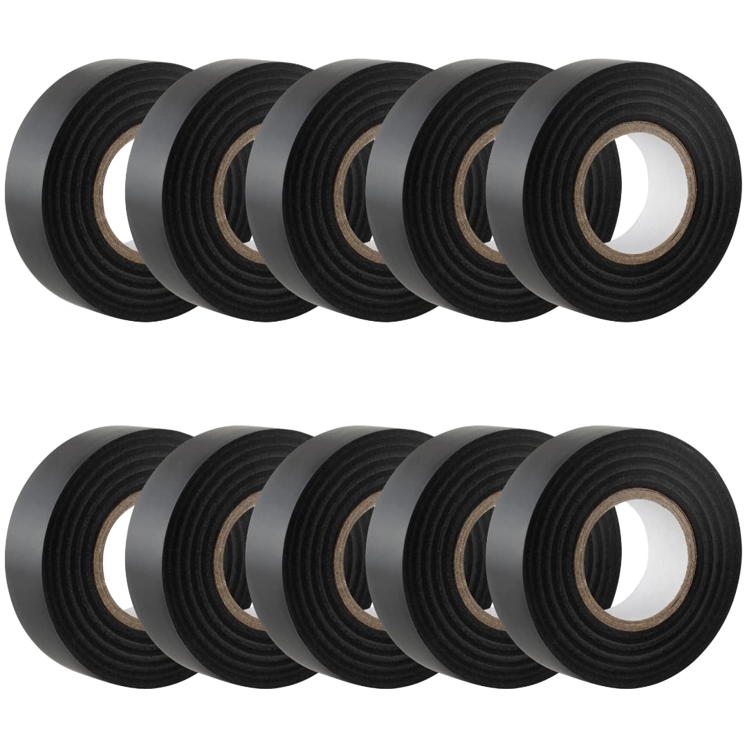 GTSE 10 Rolls of Black PVC Electrical Insulation Tape, 20m x 19mm, Premium 10 Roll Bulk Pack