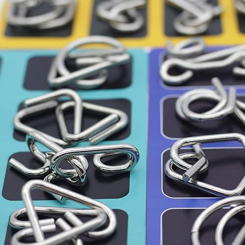 Miniatura 3 de Juego de 24 rompecabezas de metal para adultos, rompecabezas de uñas dobladas, juguetes cerebrales chinos para pacientes con demencia Kvvdi