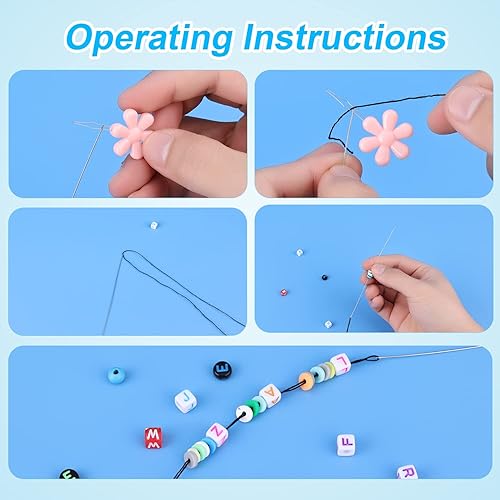 Miniatura 5 de SAVITA Juego de 37 agujas de cuentas, juego de agujas de cuentas para hacer joyas, agujas de cuentas de acero inoxidable, herramientas ligeras para
