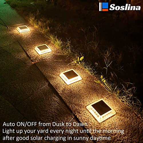 Soslina Solar Deck Lights Outdoor, 4 Pack Solar Step Lights Ip68 Waterproof Solar Powered Driveway Lights, 2700K Solar Step Lights For Garden Sidewalk Runway Fence Patio Pathway Dock (Warm White) #TOP3