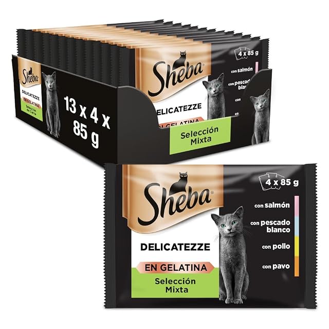 Sheba Delicatezze Comida Húmeda para Gatos Selección Mixta en Gelatina, Pescado
