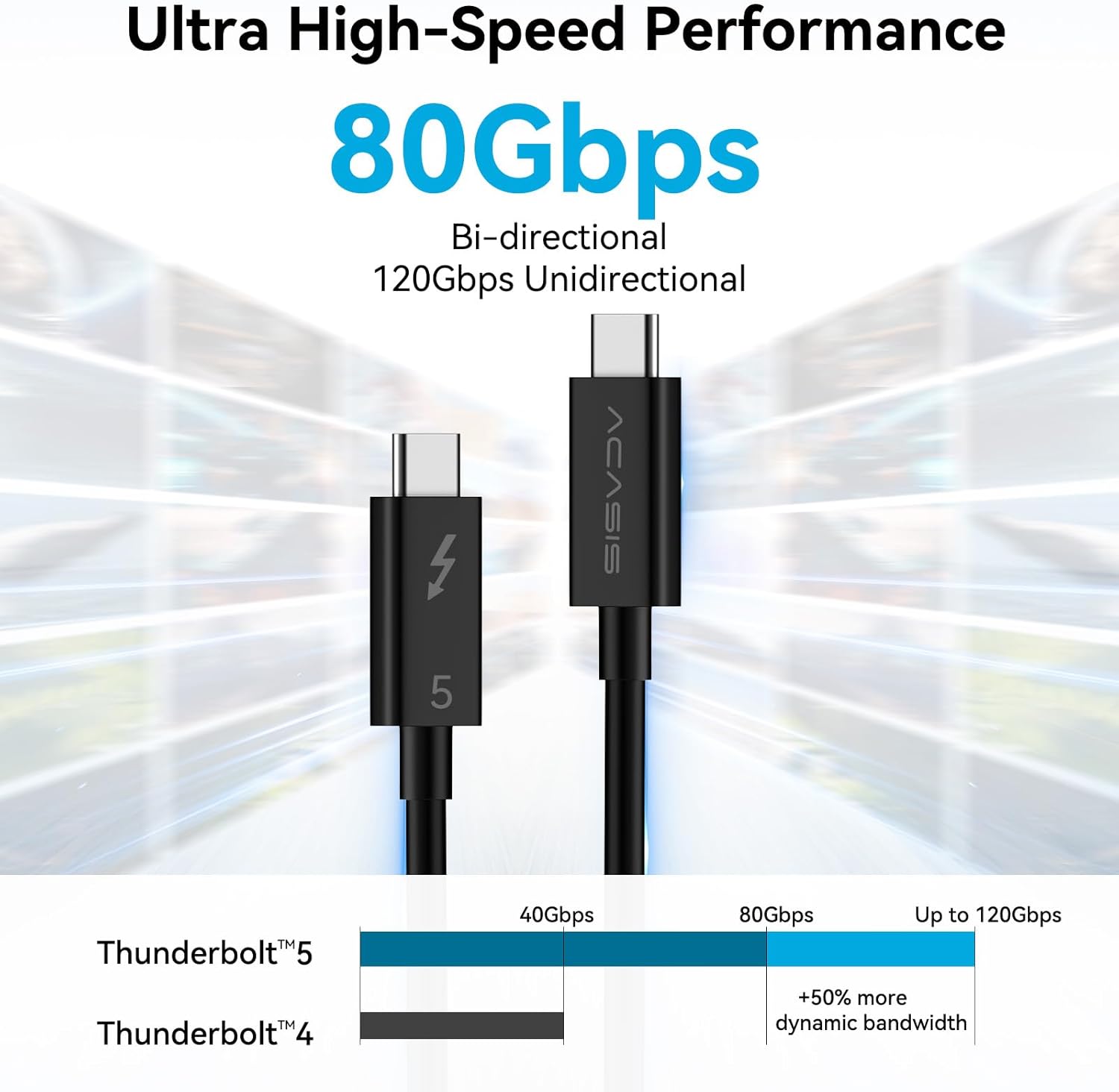 ACASIS 80Gbps M.2 NVMe SSD Enclosure Bundle with [Intel Certified] 80Gbps Thunderbolt 5 Cable 3.3FT, Compatible with Thunderbolt5/USB4 V2.0, Back Compatible with Thunderbolt4/3/USB4 V1.0, USB3.2/3.1/3