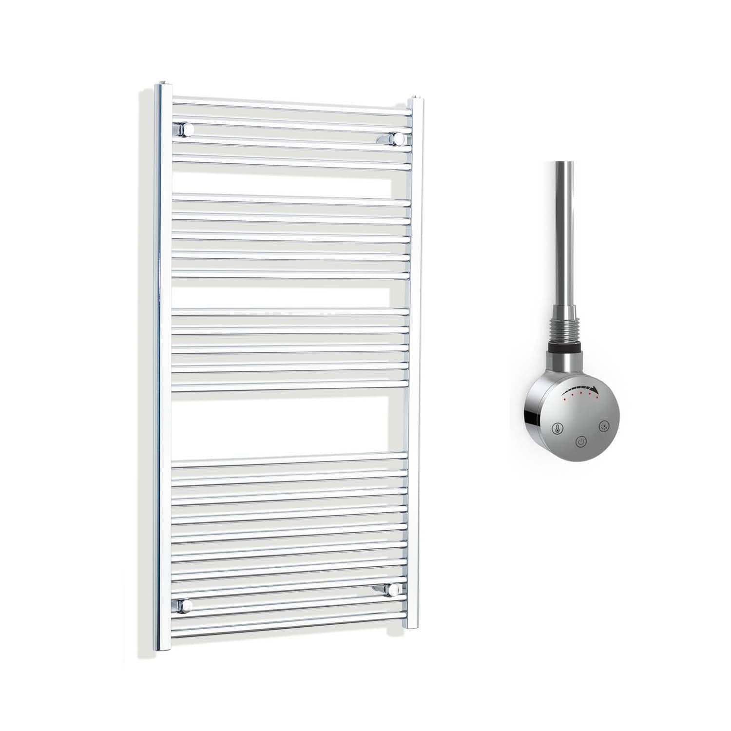 Companyblue 700 x 1300mm Chrome Electric Heated Towel Rail with Thermostatic Heating Element - Flat Pre-Filled Electric Towel Warmer Radiator