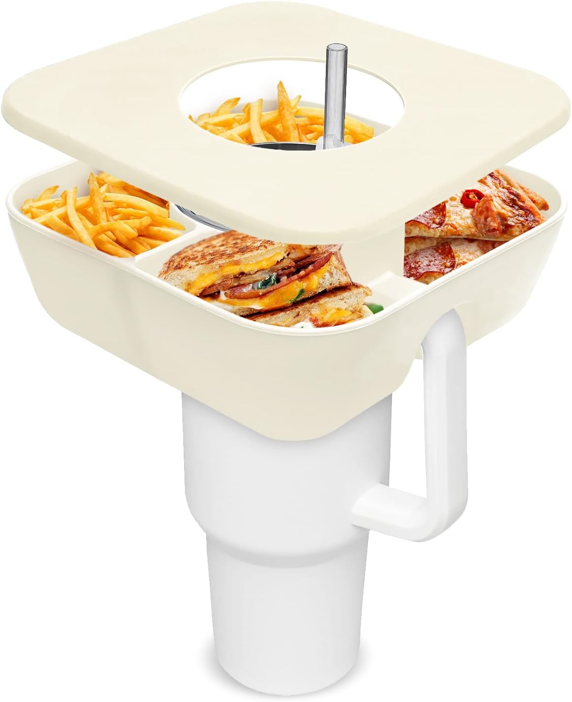 TAIORD Snack Bowl with Cover Snack Tray for Stanley Cup