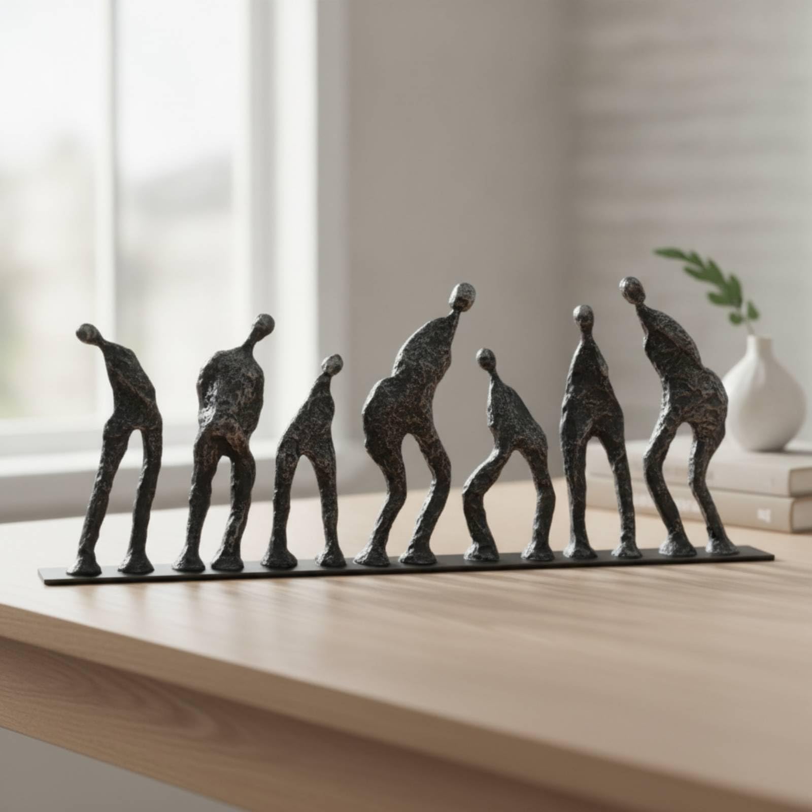 Skulptur mit Magneten modern Figurengruppe handgefertigt Kunstobjekt für Sammler, Konsole, Büro, Regal