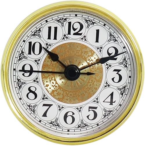 Reloj de cuarzo dorado de 2.756 in de diámetro, silencioso, sin tictac, creativo, redondo, con anillo de goma, decorativo retro para baño, cocina,