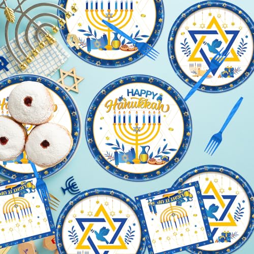 Rakuto-Happy-Hanukkah-Party-Decorations-96PCS-Hanukkah-Decorations-Paper-Plates-and-Napkins-Forks-Disposable-Tableware-Set-Menorah-Holiday-Party-Decor-Chanukah-Party-Supplies-for-Home-Serve-24 Rakuto Happy Hanukkah Party Decorations 96PCS Hanukkah Decorations Paper Plates and Napkins Forks Disposable Tableware Set Menorah Holiday Party Decor Chanukah Party Supplies for Home Serve 24
